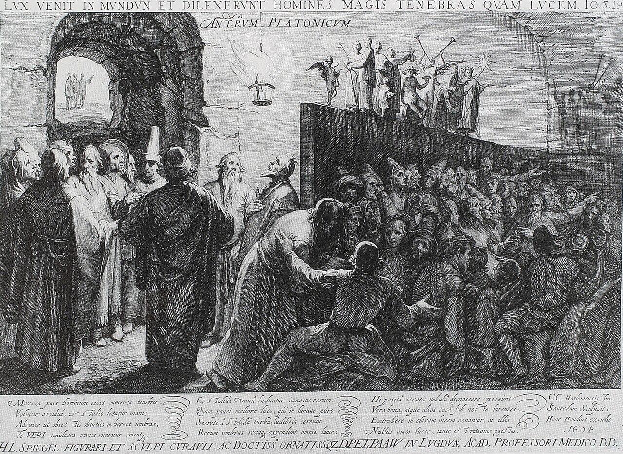 The Allegory of the Cave — prisoners who have only seen shadows mistaking them for reality. Ignorance as the fundamental condition from which gnosis liberates
